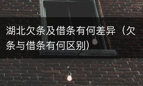 湖北欠条及借条有何差异（欠条与借条有何区别）