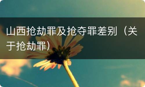 山西抢劫罪及抢夺罪差别(关于抢劫罪)