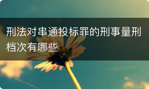 刑法对串通投标罪的刑事量刑档次有哪些