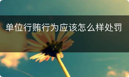 单位行贿行为应该怎么样处罚