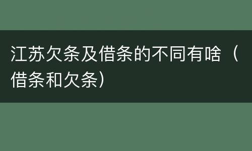 江苏欠条及借条的不同有啥（借条和欠条）