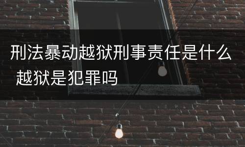 刑法暴动越狱刑事责任是什么 越狱是犯罪吗