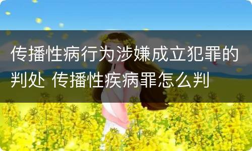 传播性病行为涉嫌成立犯罪的判处 传播性疾病罪怎么判