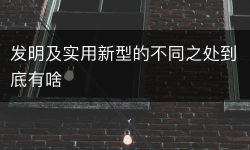 发明及实用新型的不同之处到底有啥