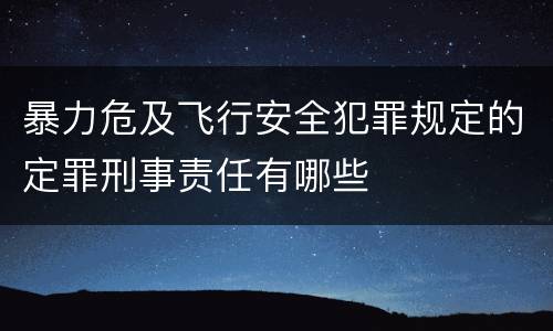 暴力危及飞行安全犯罪规定的定罪刑事责任有哪些