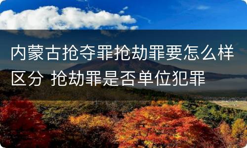 内蒙古抢夺罪抢劫罪要怎么样区分 抢劫罪是否单位犯罪