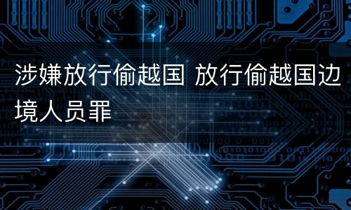 涉嫌放行偷越国 放行偷越国边境人员罪