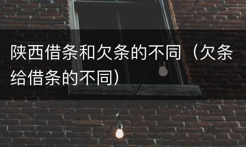 陕西借条和欠条的不同（欠条给借条的不同）