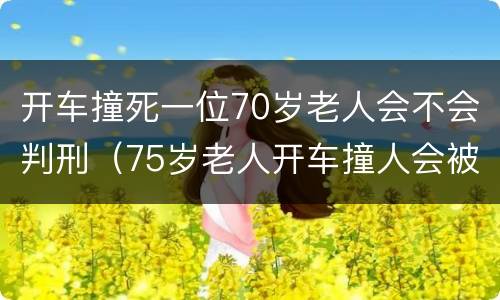 开车撞死一位70岁老人会不会判刑（75岁老人开车撞人会被处罚吗）