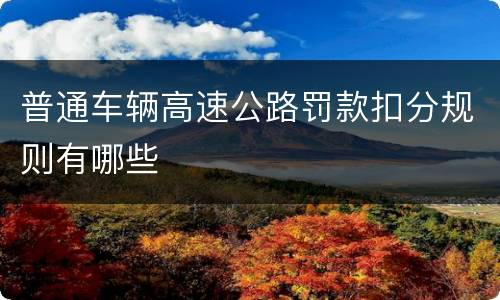 普通车辆高速公路罚款扣分规则有哪些