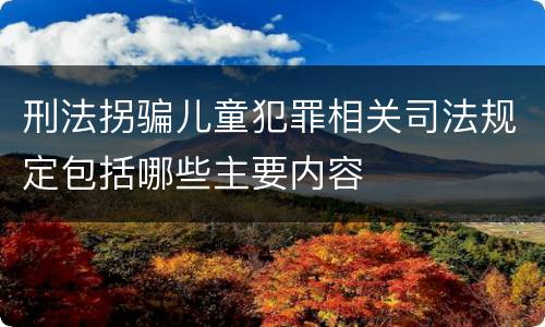 刑法拐骗儿童犯罪相关司法规定包括哪些主要内容