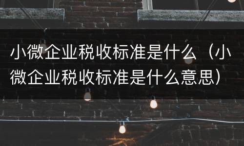 小微企业税收标准是什么（小微企业税收标准是什么意思）