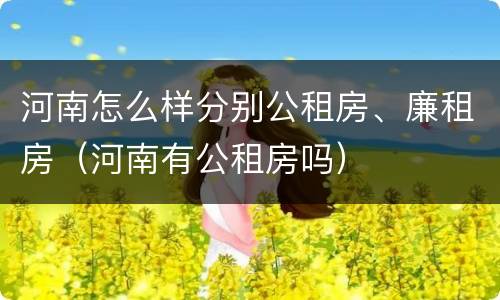 河南怎么样分别公租房、廉租房（河南有公租房吗）