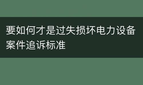 要如何才是过失损坏电力设备案件追诉标准