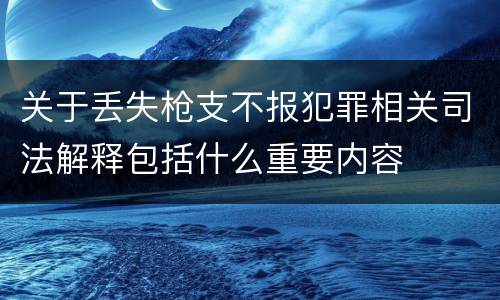 关于丢失枪支不报犯罪相关司法解释包括什么重要内容