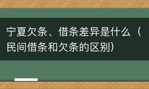 宁夏欠条、借条差异是什么（民间借条和欠条的区别）