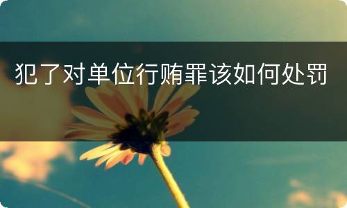 犯了对单位行贿罪该如何处罚