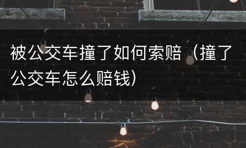 被公交车撞了如何索赔（撞了公交车怎么赔钱）