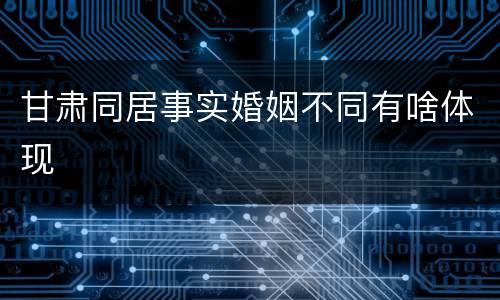 甘肃同居事实婚姻不同有啥体现