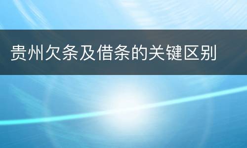 贵州欠条及借条的关键区别