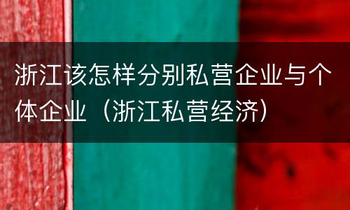 浙江该怎样分别私营企业与个体企业（浙江私营经济）
