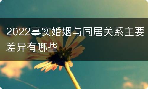 2022事实婚姻与同居关系主要差异有哪些