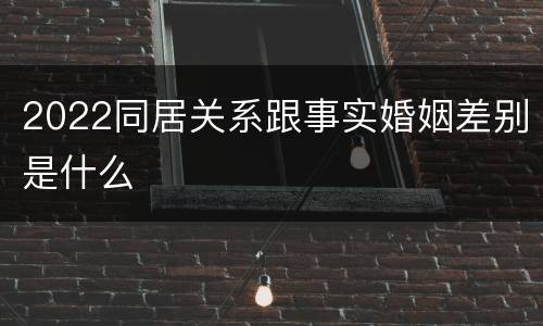 2022同居关系跟事实婚姻差别是什么