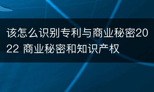 该怎么识别专利与商业秘密2022 商业秘密和知识产权