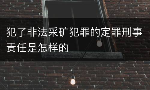 犯了非法采矿犯罪的定罪刑事责任是怎样的