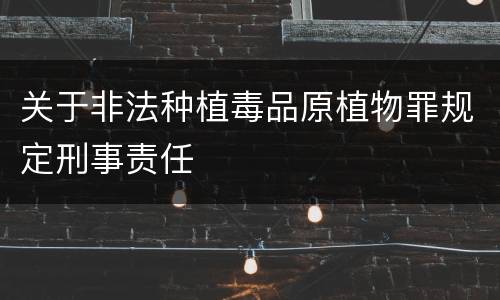 关于非法种植毒品原植物罪规定刑事责任