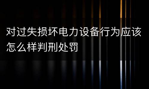 对过失损坏电力设备行为应该怎么样判刑处罚