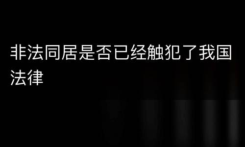 非法同居是否已经触犯了我国法律