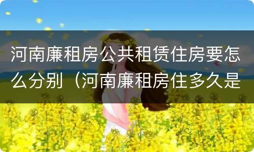 河南廉租房公共租赁住房要怎么分别（河南廉租房住多久是自己的）