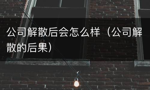 公司解散后会怎么样（公司解散的后果）