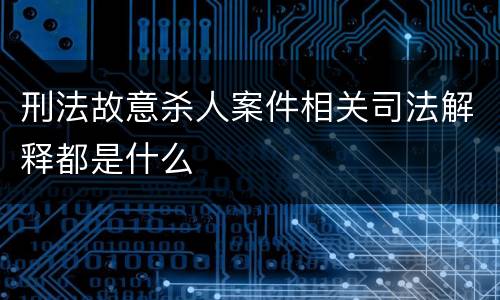 刑法故意杀人案件相关司法解释都是什么