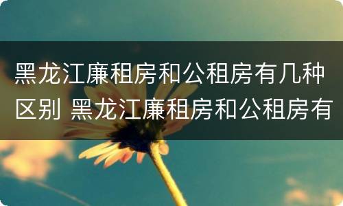 黑龙江廉租房和公租房有几种区别 黑龙江廉租房和公租房有几种区别图片