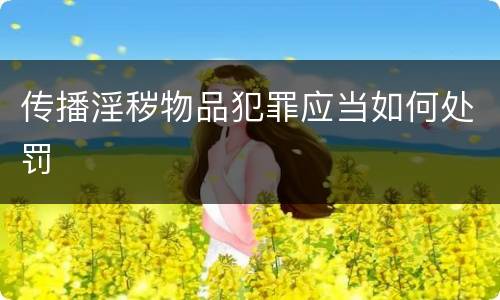 传播淫秽物品犯罪应当如何处罚