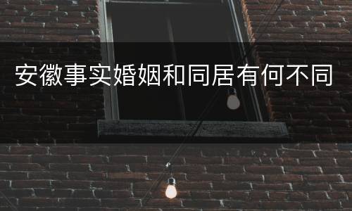 安徽事实婚姻和同居有何不同