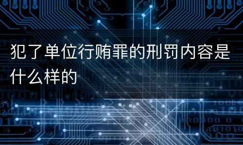 犯了单位行贿罪的刑罚内容是什么样的