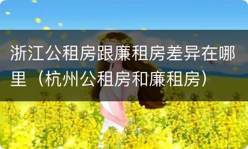 浙江公租房跟廉租房差异在哪里（杭州公租房和廉租房）