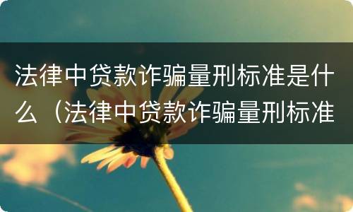 法律中贷款诈骗量刑标准是什么（法律中贷款诈骗量刑标准是什么呢）