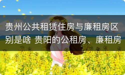 贵州公共租赁住房与廉租房区别是啥 贵阳的公租房、廉租房在什么地方?