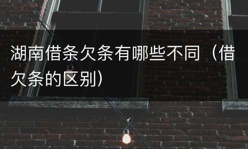湖南借条欠条有哪些不同（借欠条的区别）