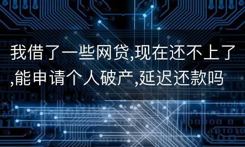 我借了一些网贷,现在还不上了,能申请个人破产,延迟还款吗