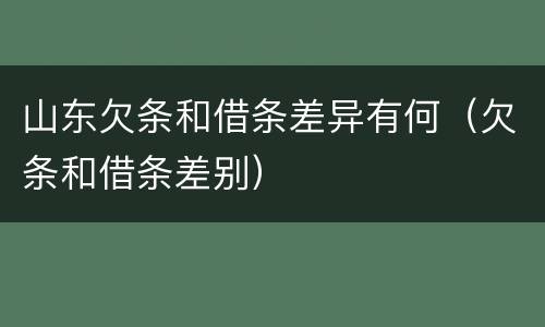 山东欠条和借条差异有何（欠条和借条差别）