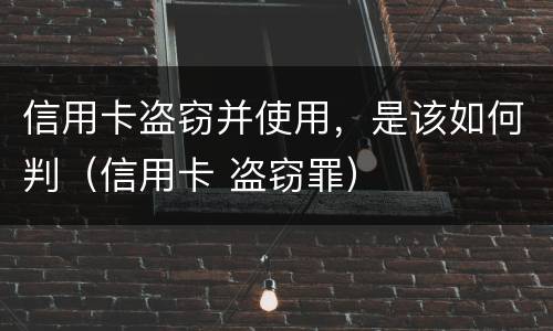 信用卡盗窃并使用，是该如何判（信用卡 盗窃罪）