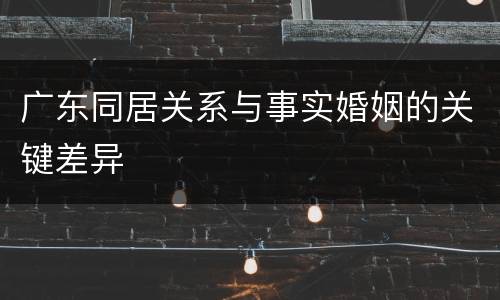 广东同居关系与事实婚姻的关键差异