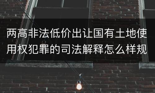 两高非法低价出让国有土地使用权犯罪的司法解释怎么样规定的