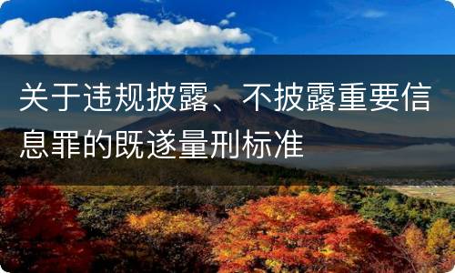 关于违规披露、不披露重要信息罪的既遂量刑标准