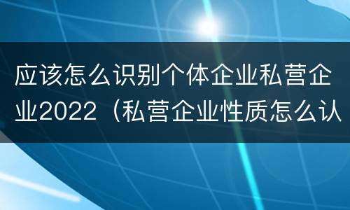 应该怎么识别个体企业私营企业2022（私营企业性质怎么认定）